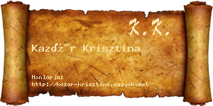 Kazár Krisztina névjegykártya